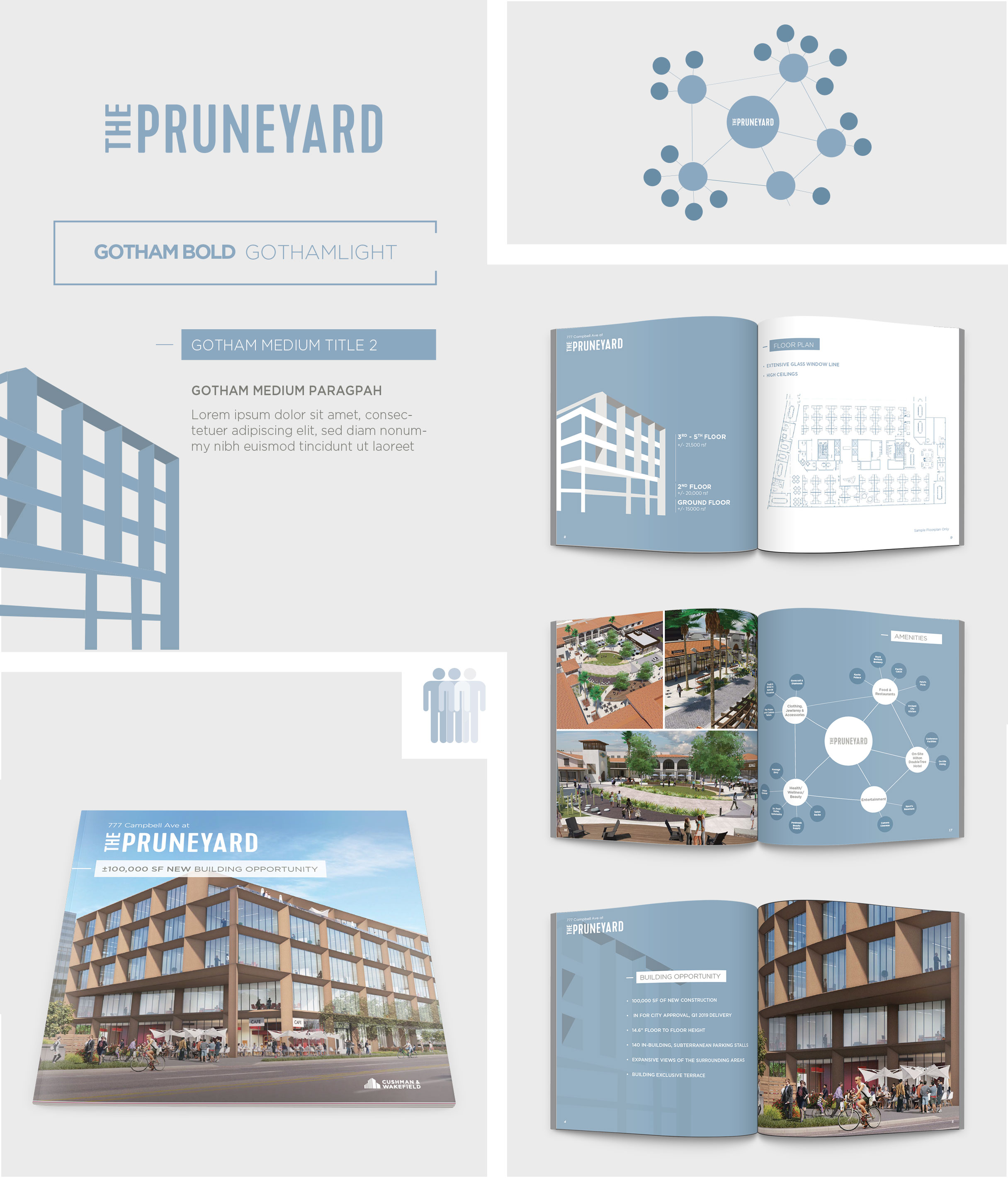 Pruneyard Brochure brand system showcase